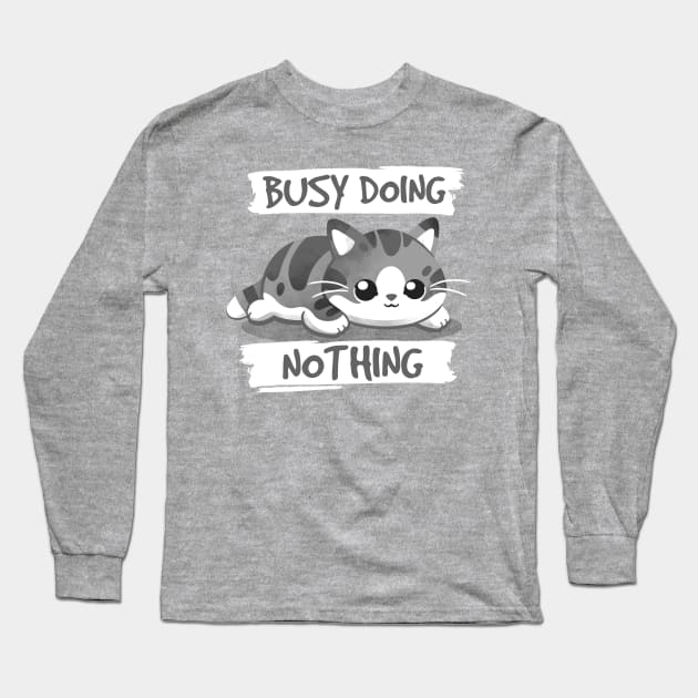 Cat busy doing nothing Long Sleeve T-Shirt by NemiMakeit